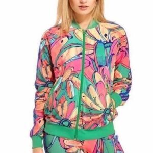 FARM Rio x ADIDAS ZIP TRACK JACKET BANANAS PRINT GREEN PINK S SMALL